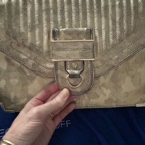 Rebecca Minkoff Metallic Gold animal print Women's Envelope shoulder bag